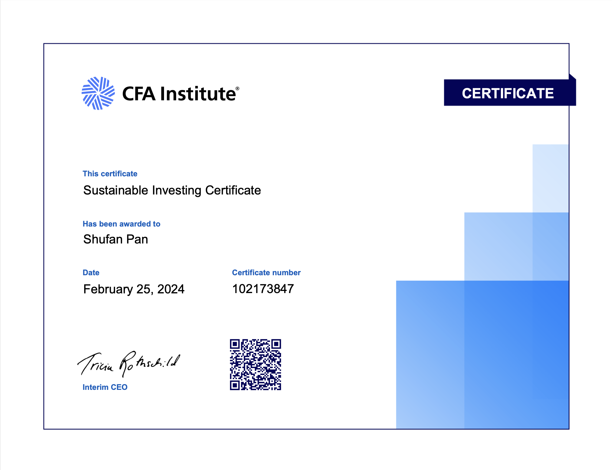CFA Sustainable Investing Certificate